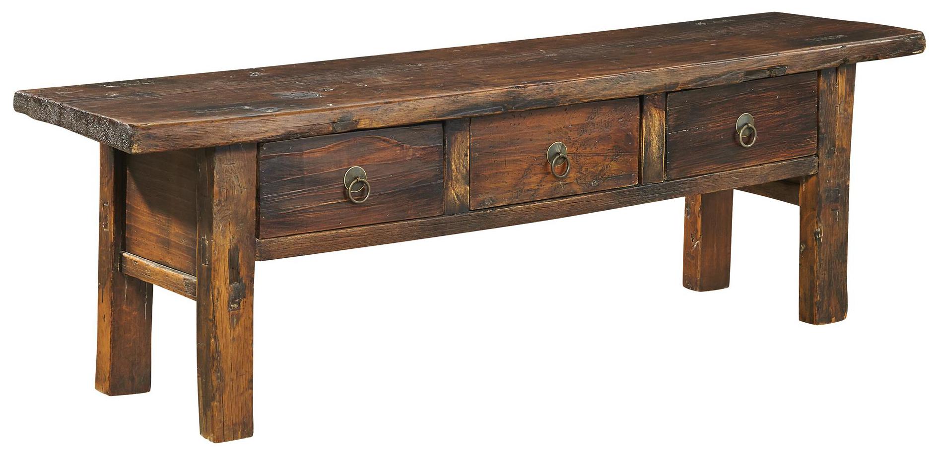 Furniture Classics Accents 70063 Antique Coffee Bench with 3 Drawers
